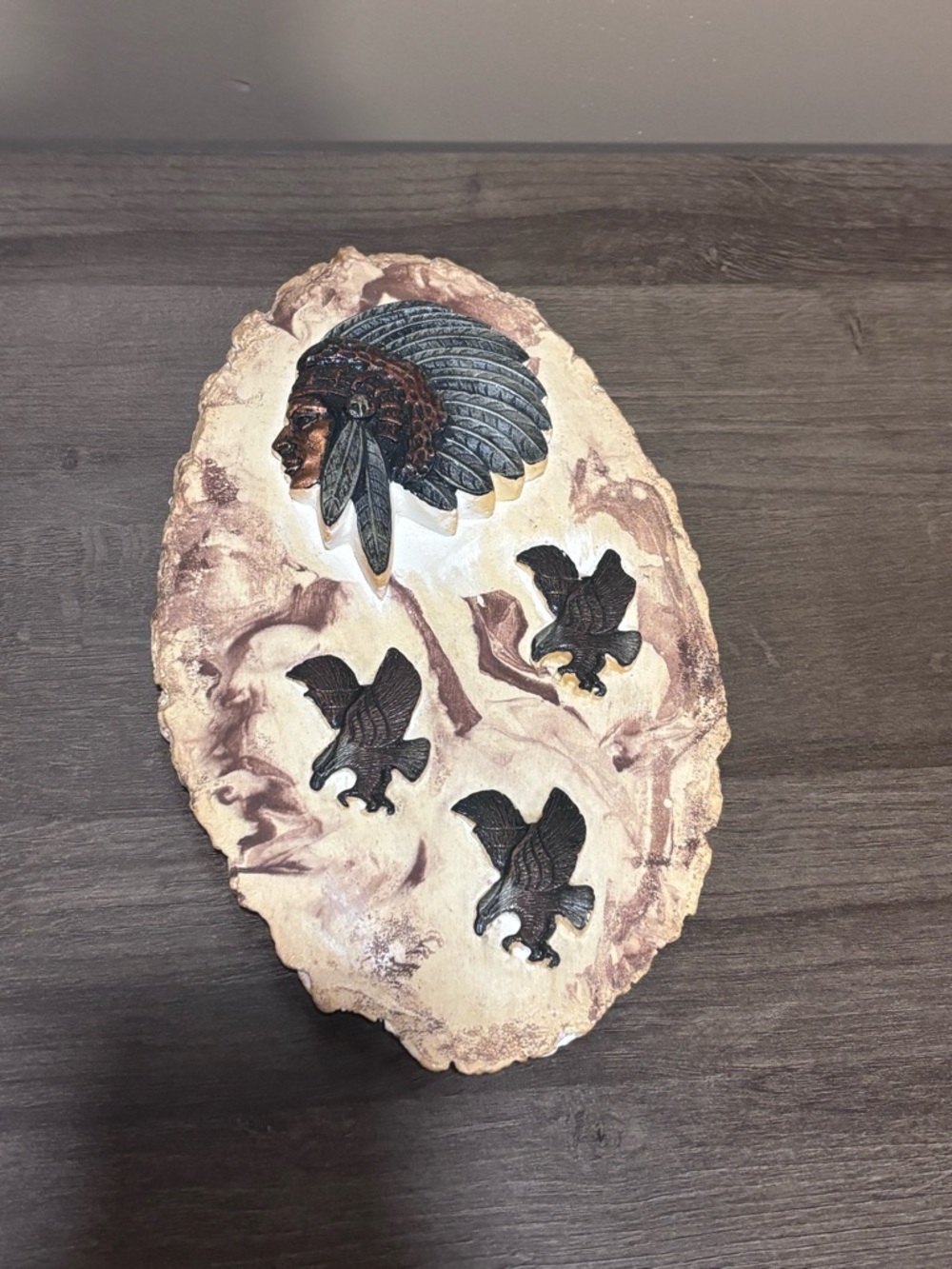 Collectible Native American-Themed Wall Plaque Chief Flying Eagle